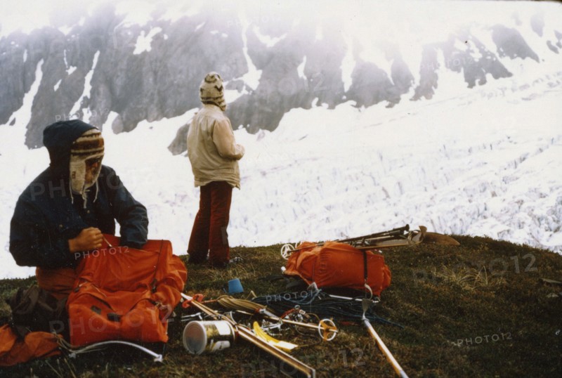 June 1974 - Hikers prepare to climb North side of Exit Glacier, Alaska