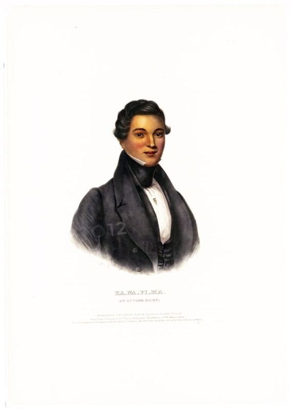 Antique Native American Print - Ka-Na-Pi-Ma, an Ottawa Chief ca. 1842