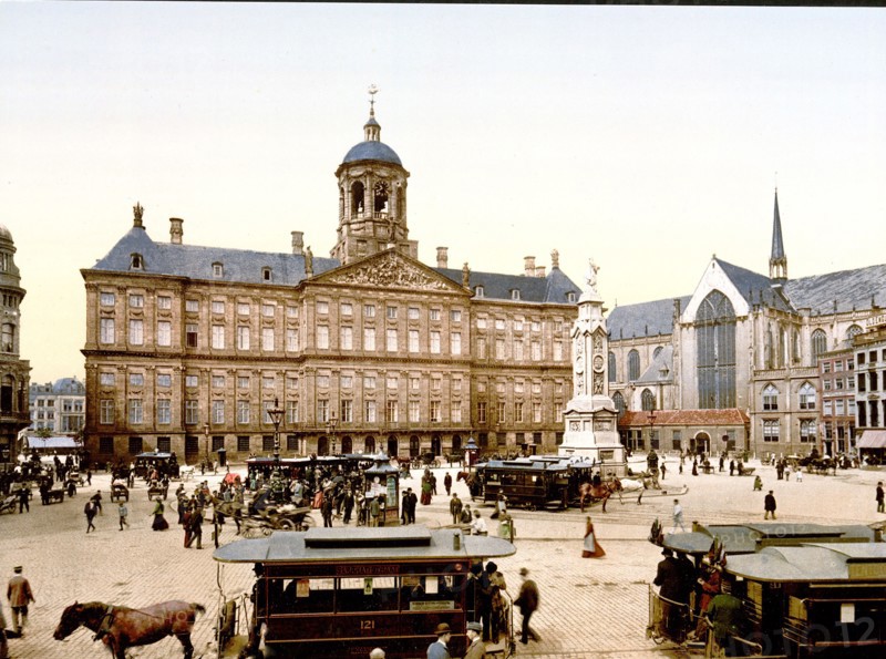 The square, palace, and church, Amsterdam, Holland ca. 1890-1900