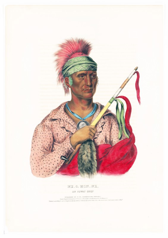 19th Century Native American prints - Ne-O-Mon-Ne, an Ioway chief ca. 1838