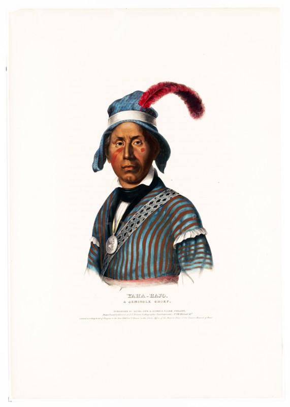 Antique Native American Print - Yaha-Hajo. A Seminole chief ca. 1842