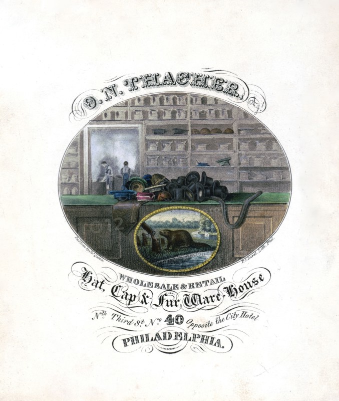 19th Century Advertisement - O.N. Thacher, Hat, Cap & Fur Ware-House Wholesale & retail