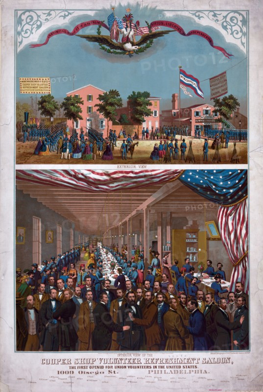 Cooper shop volunteer refreshment saloon print ca. 1862