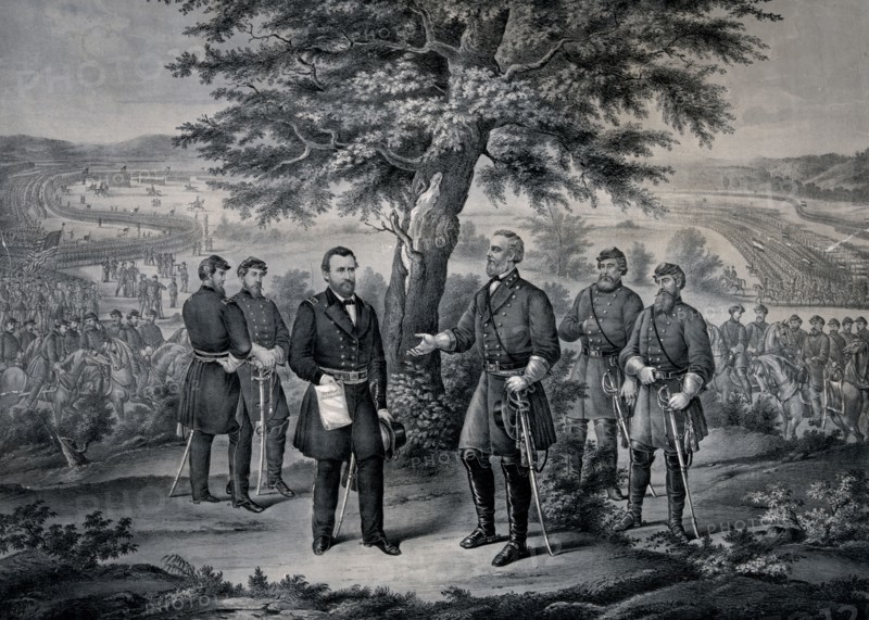 The surrender of General Lee and his entire Army to Lieut. General Grant April 9th 1865