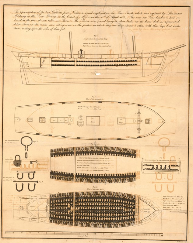 The representation of the brig vigilante, from Nantes, a vessel employed in the slave trade, which was captured by Lieutenant Mildmay in the River Bonny, on the coast of Africa, on the 15th of April 1822