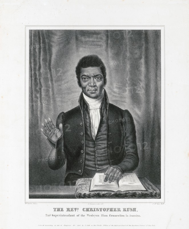 The Reverend Christopher Rush, 2nd. superintendant of the Wesleyan Zion Connection in America ca. 1840