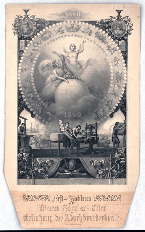 Fest - tableau for the fourth secular celebration of the invention of the art of printing around ca. 1840
