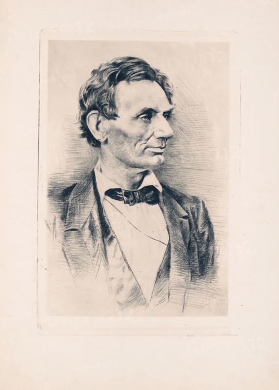 Abraham Lincoln, bust portrait, without beard, facing right ca. 1900-1920