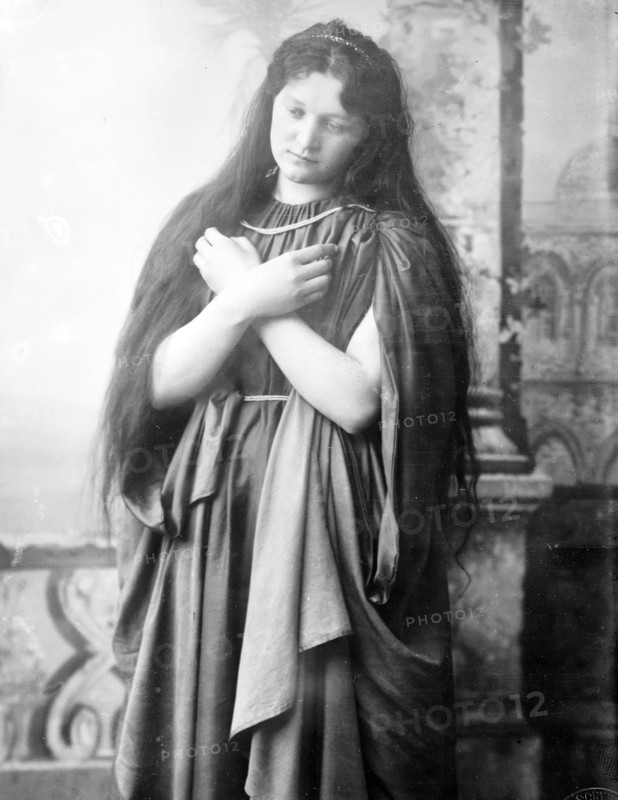 Magdalen (Bertha Wolf) in passion play, Oberammergau, Bavaria, Germany 1900