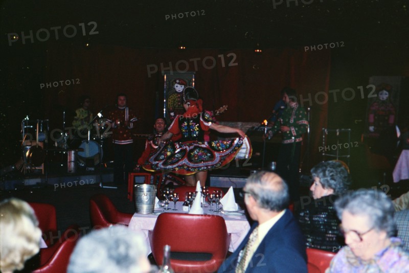 Russian band playing to tourists in hotel lounge in Russia in late 1970s ca. 1978