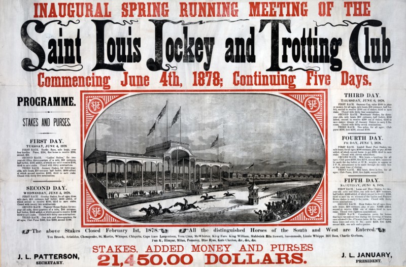 Inaugural spring running meeting of the Saint Louis Jockey and Trotting Club ca. 1878