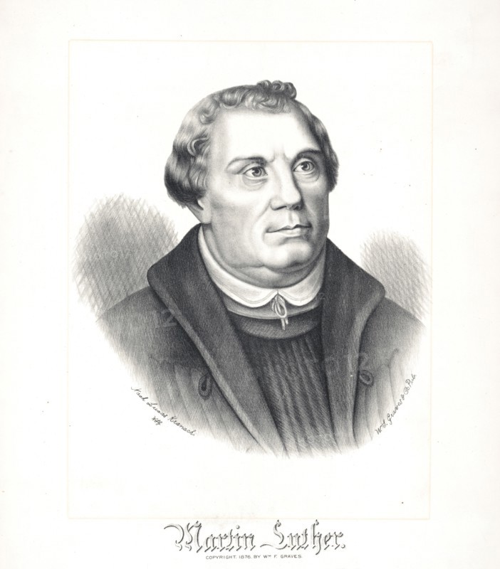 Martin Luther Portrait / nach Lucas Kranach - Published 1876