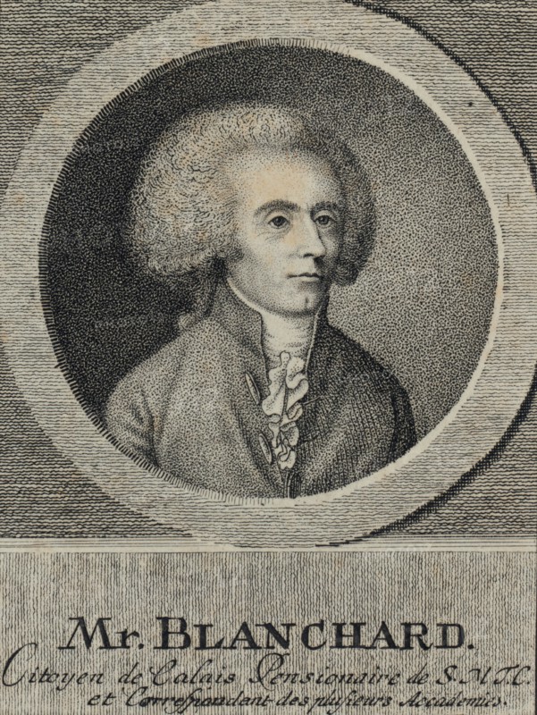 Head-and-shoulders portrait of French balloonist, Jean-Pierre Blanchard. 1780-1800