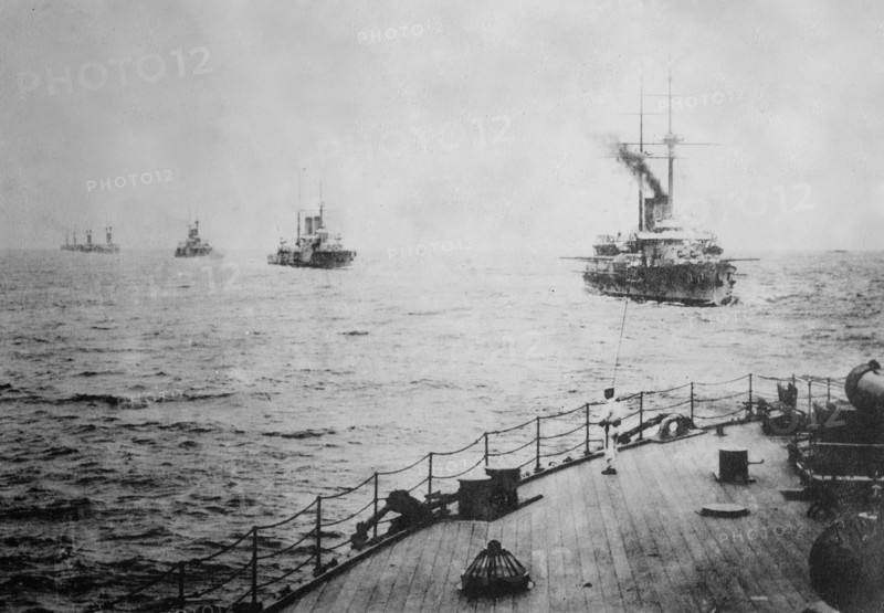 Imperial Japanese Navy fleet advancing ca. 1910-1915