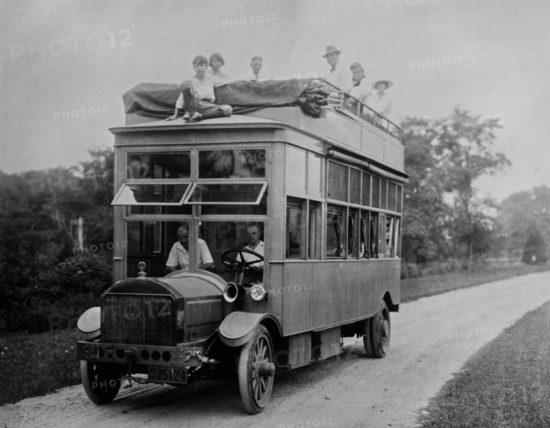 R.R. Conklin's double-decker auto bus ca. 1910-1915