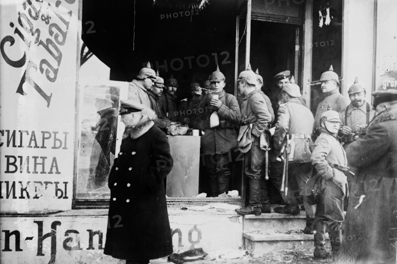 Cigar shop in Marggrabowa (now Olecko, Poland), during World War I ca. 1910-1915