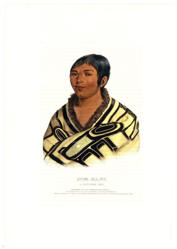 Antique Native American Print - Stum-Ma-Nu, a Flat-head boy ca. 1838