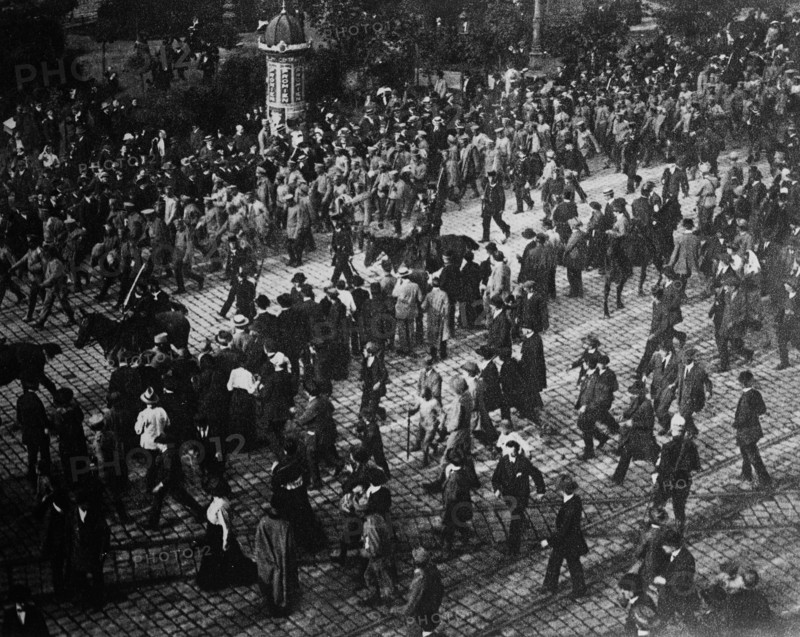 Russian prisoners in Lviv (Lemberg), Ukraine during World War I ca. June 1915
