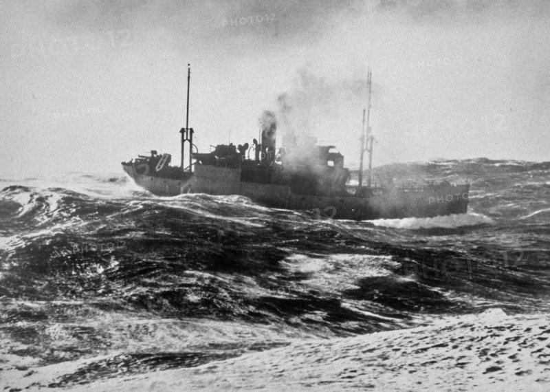 World War II North Atlantic convoy duty Merchant vessel as seen from U.S.S. GREER (DD-145) ca. June 1943