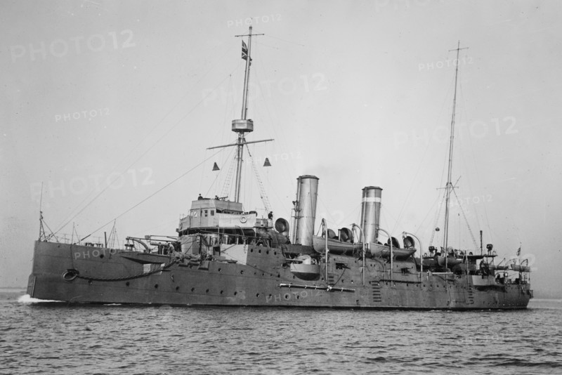 H.M.S. Bonaventure, a British Royal Navy cruiser launched in 1892 (photo taken ca. 1910-1915)