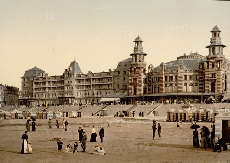 The beach and Kursaal, (i.e., Cursaal), Blankenberghe, Belgium ca.1890-1900