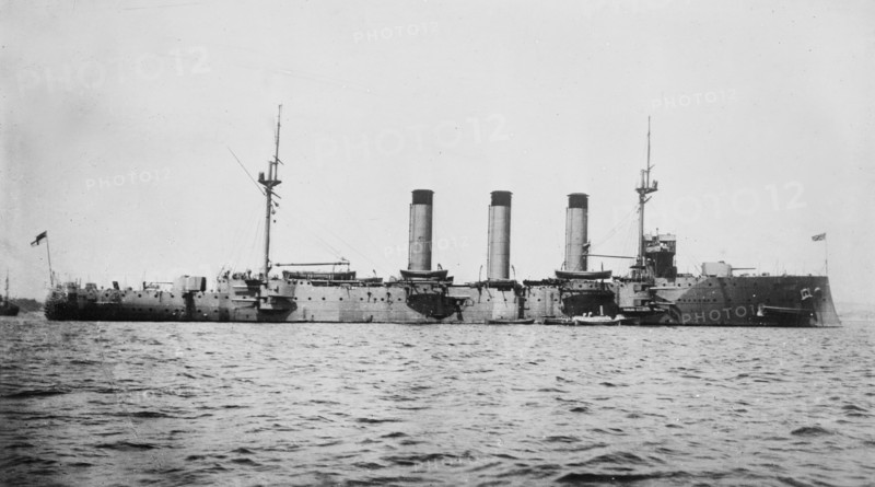 H.M.S. Suffolk, an armoured cruiser of the Royal Navy of the United Kingdom, which served in World War I