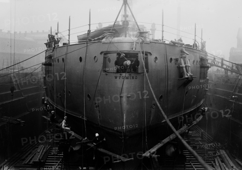 U.S.S. Wyoming Battleship in dock ca. 1910-1915