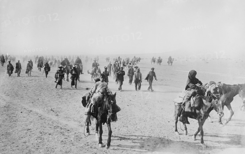 Refugees during the Mexican Revolution, going to Marfa, Texas after the Battle of Ojinga which took place January 1-4, 1914