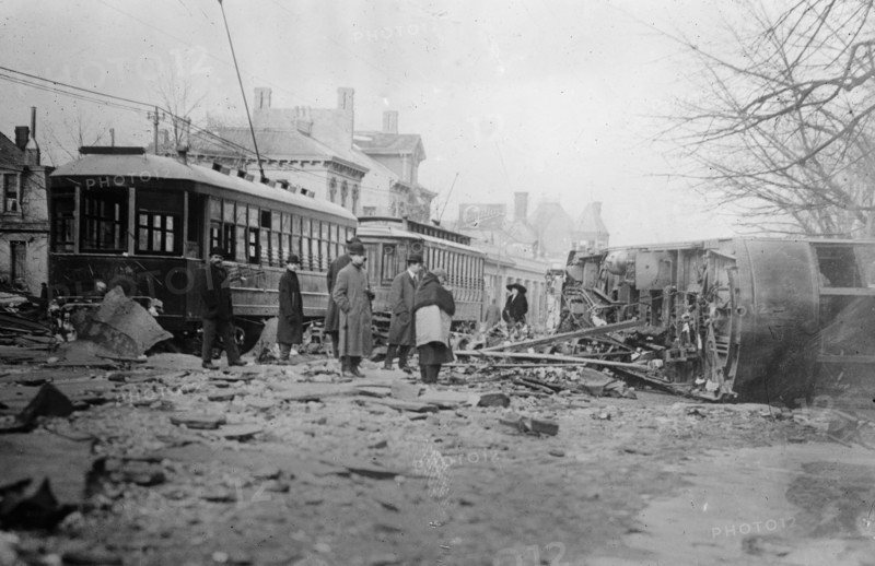 Streetcar capsized by flood during the Great Flood of Dayton in 1913