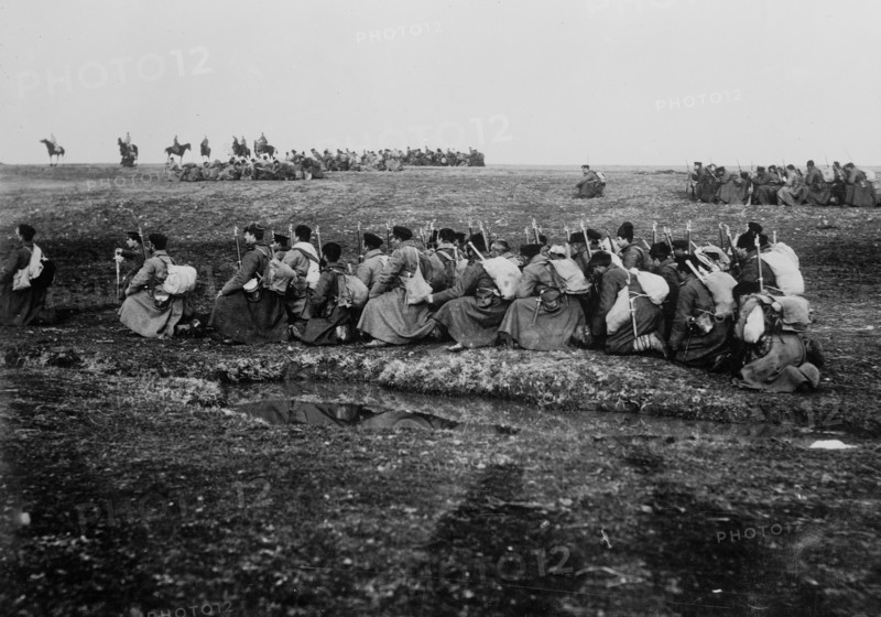 Troops deployed at Kartal Teji facing Adrianople during First Balkan War ca. 1912-1913