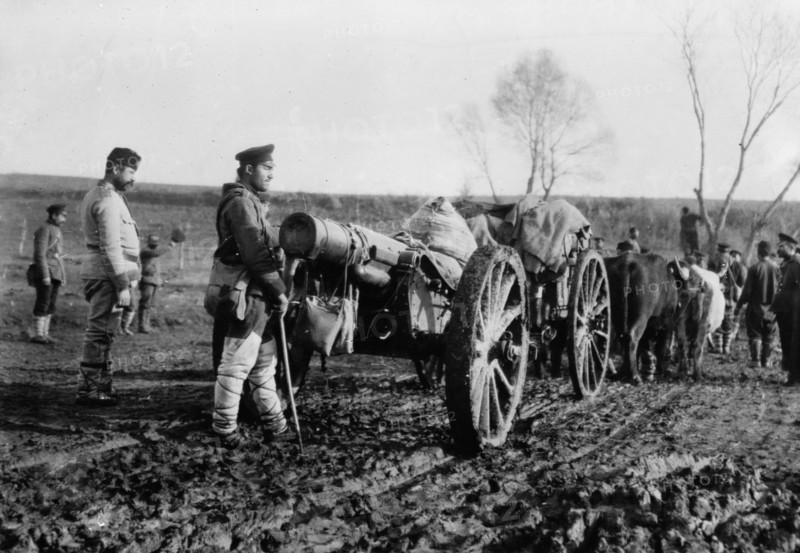 Taking Big Guns of the Bulgarian Army to Tchataldja during the Balkan Wars ca. 1912-1913