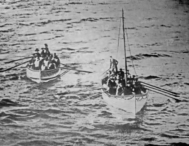 TITANIC life boats on way to CARPATHIA ca. April 12, 1912