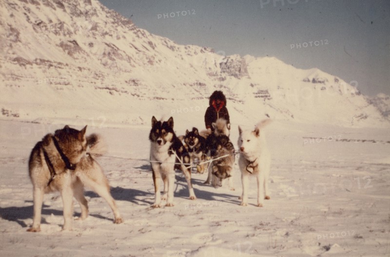 ca. 1975 - Sled trip, Gates of the Arctic, headwaters of the Anaktuvuuk River, Alaska