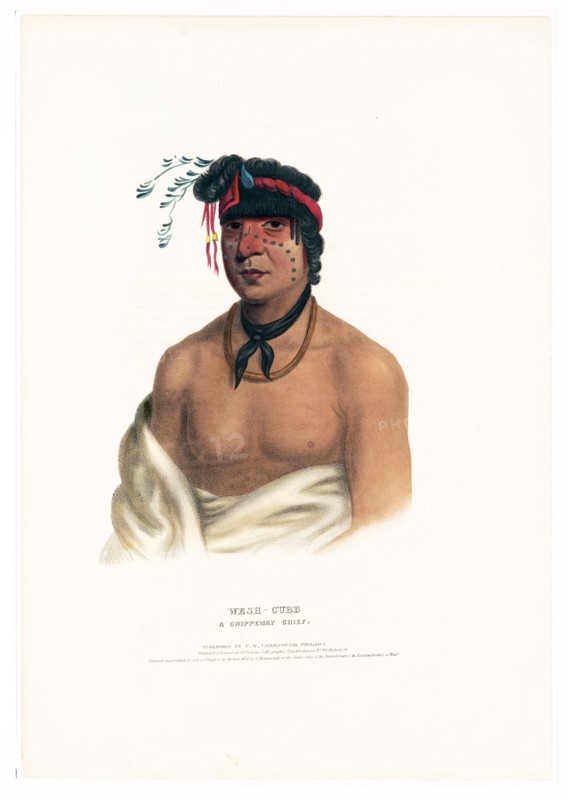 Antique Native American Print - Wesh-Cubb a Chippeway chief ca. 1838