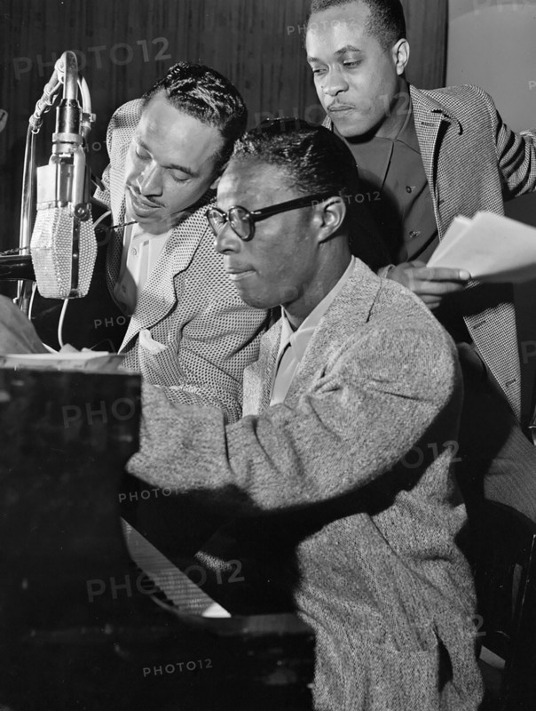 Portrait of Oscar Moore, Nat King Cole, and Wesley Prince, ca. July 1946