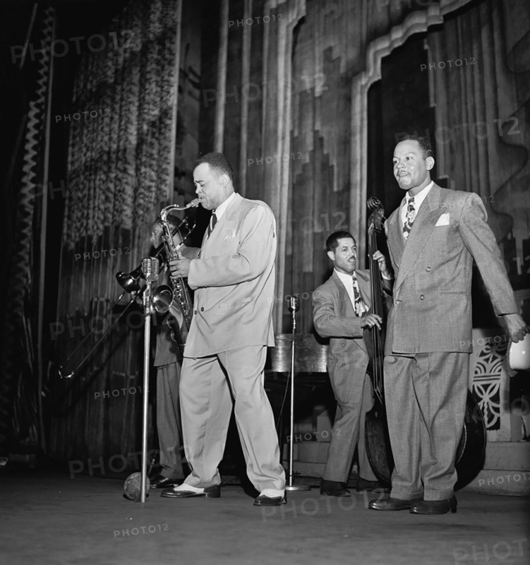 Portrait of Arnett Cobb and Walter Buchanan, Apollo Theatre, New York, N.Y., ca. Aug. 1947