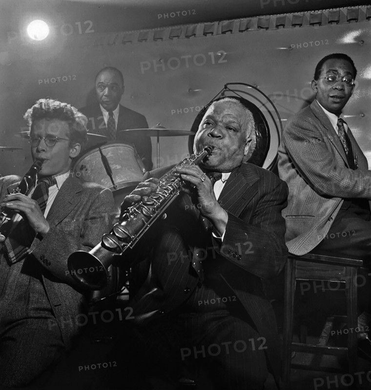 Portrait of Bob Wilber, Freddie Moore, Sidney Bechet, and Lloyd Phillips, Jimmy Ryan's (Club), New York, N.Y., ca. June 1947