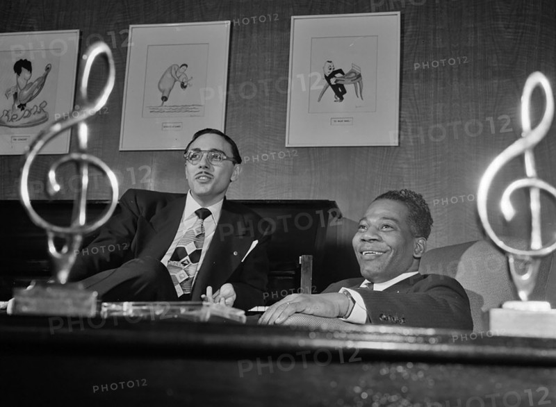 Portrait of Bernie Benjamin and George (George David) Weiss in their office, New York, N.Y., ca. Apr. 1947