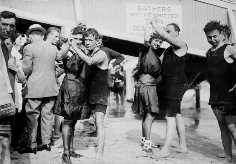 People on Brighton Beach, Brooklyn, New York dancing ca. 1910-1915