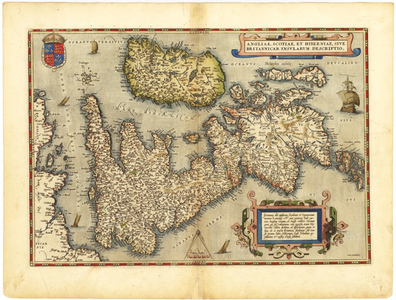 Abraham Ortelius - First World Atlas ca. 1570 - Anglia. Scotia. Hibernia