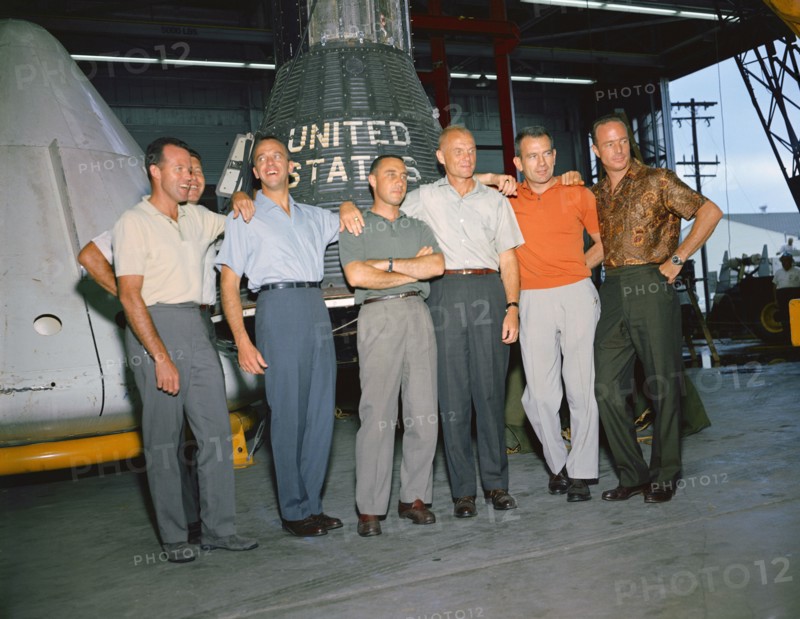 Group shot of the original Mercury astronauts taken at the Manned Spacecraft Center (MSC), Houston, Texas.