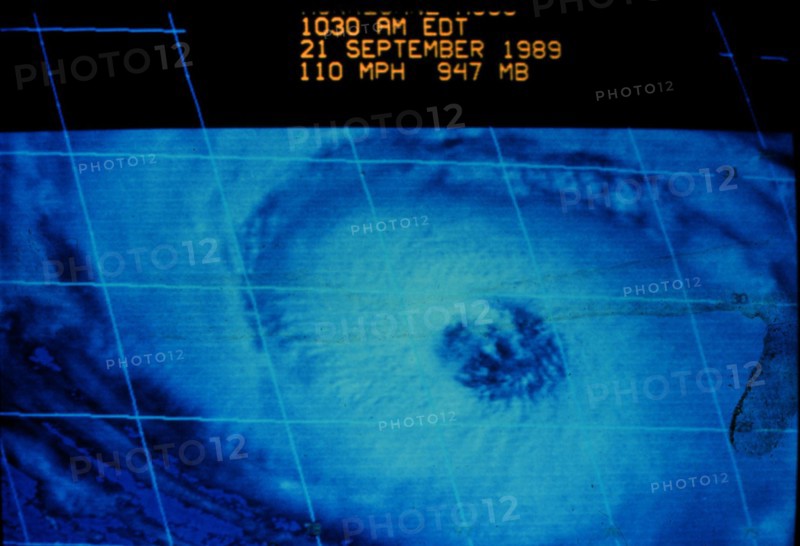 Visible spectra satellite image of Hurricane Hugo on September 21, 1989