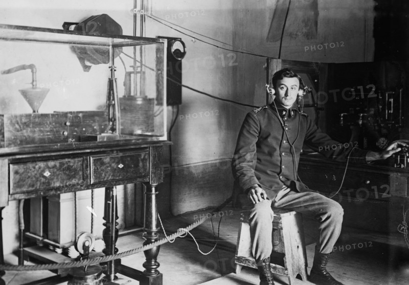 Bermocchi & his wireless 'iconograph' (an early fax machine) ca. 1910-1915