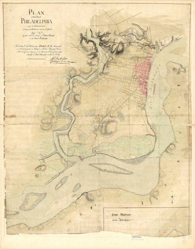 Vintage Maps / Antique Maps - Map of the city of Philadelphia and its environs shewing its defences during the years 1777 & 1778