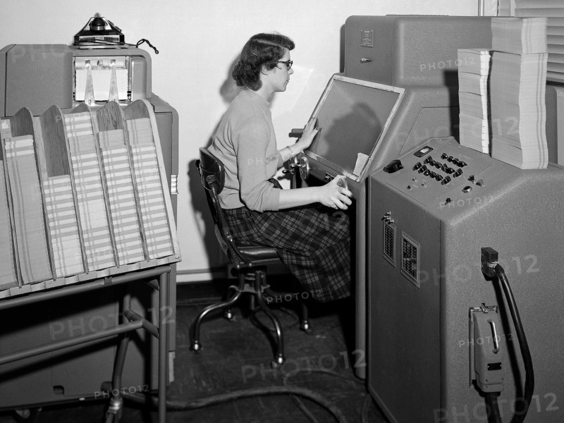 NACA Computer Operates an IBM Telereader ca. 1952