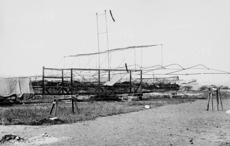 Early aviation history - Meckler-Allen Aeroplane - A biplane intended for transatlantic flight, built by John J. Meckler and C.A. Allen (or Allen Canton)   ca. 1912