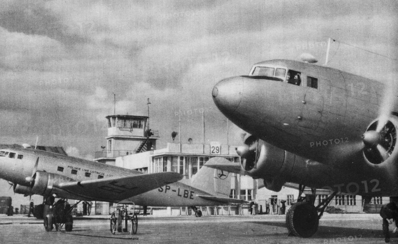 Planes at Warszawa-Okecie Airport in Warsaw ca. before 1953
