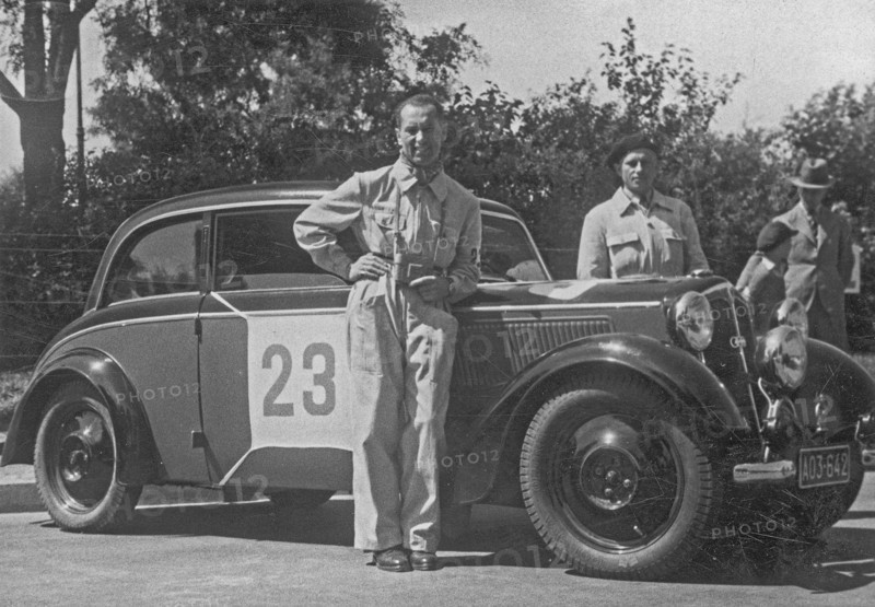 Wojciech Kolaczkowski at the DKW car is waiting for the start of the 1937 Polish Rally ca. 1937
