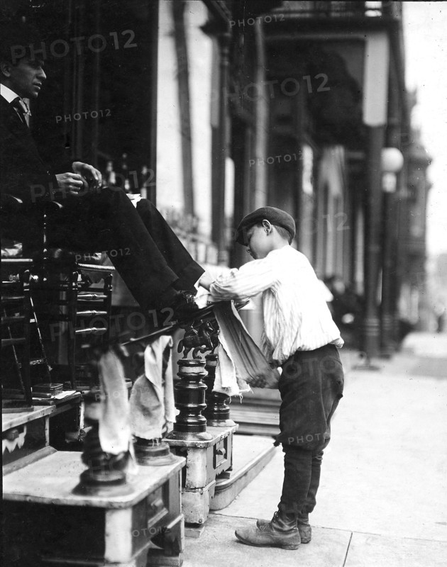 Michael Mero, Bootblack, 12 years of age, working one year of own volution. Don't smoke. Out after 11 P.M. on May 21. Ordinarily works 6 hours per day, May 1910