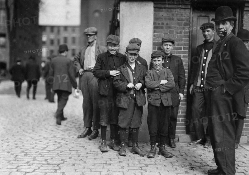 Workers in Merrimac Mill. Robert, smallest, 12 years old, October 1911